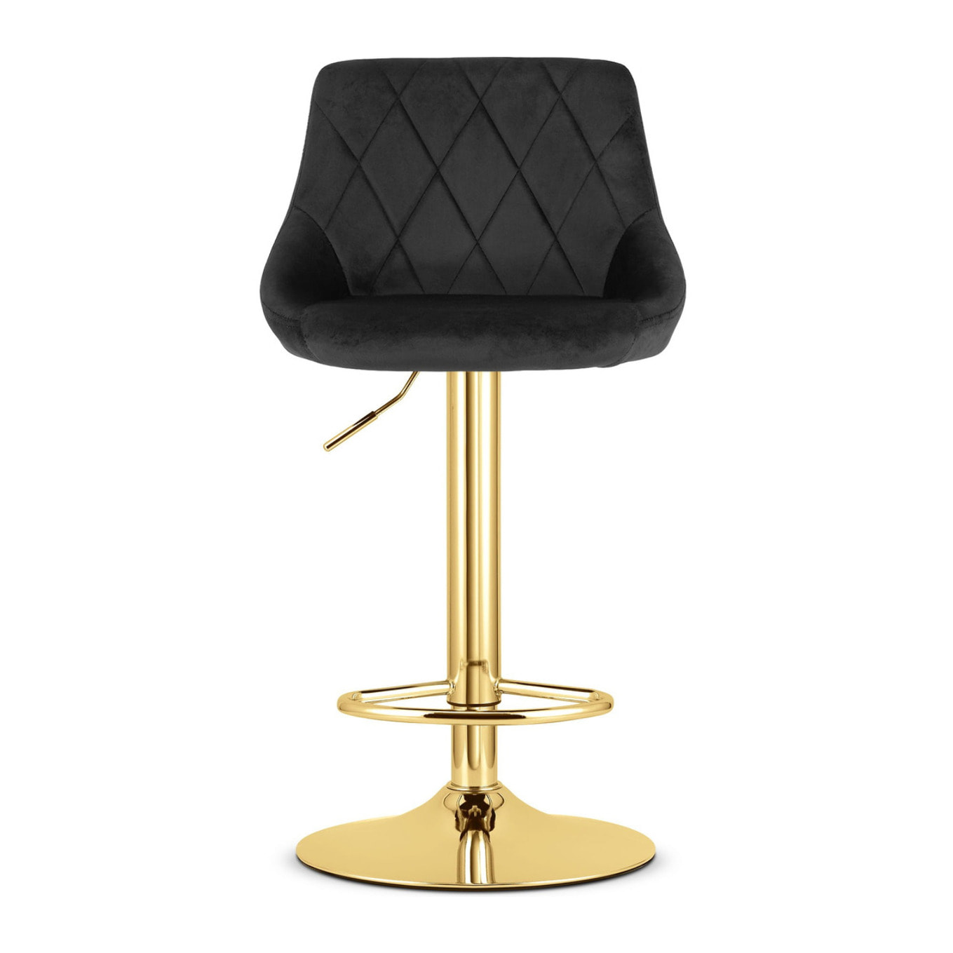 Sgabello da bar girevole Kast in velluto nero e oro