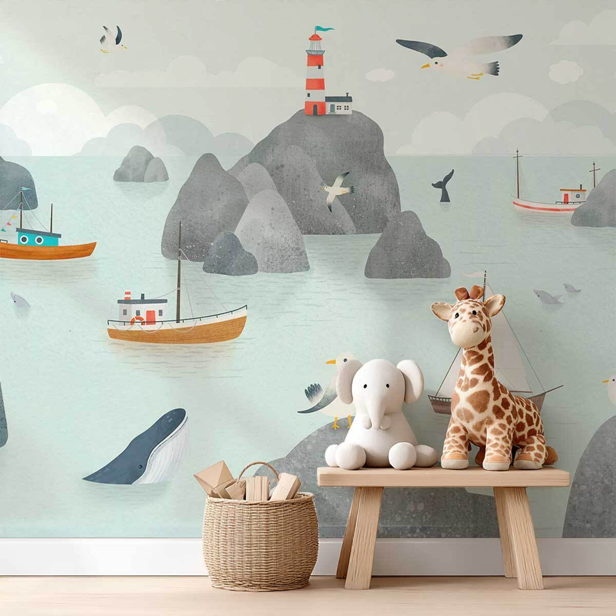 Papier peint baleine chambre enfant Intissé