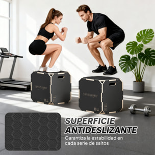 Cajón Pliométrico de Madera 3 en 1, Plataforma de Caja Pliométrica con 3 Alturas Ajustables 51/48/41 cm, Asas, sin Esquinas, Entrenamiento de Salto, Fuerza, para Casa, Gimnasio y Exterior