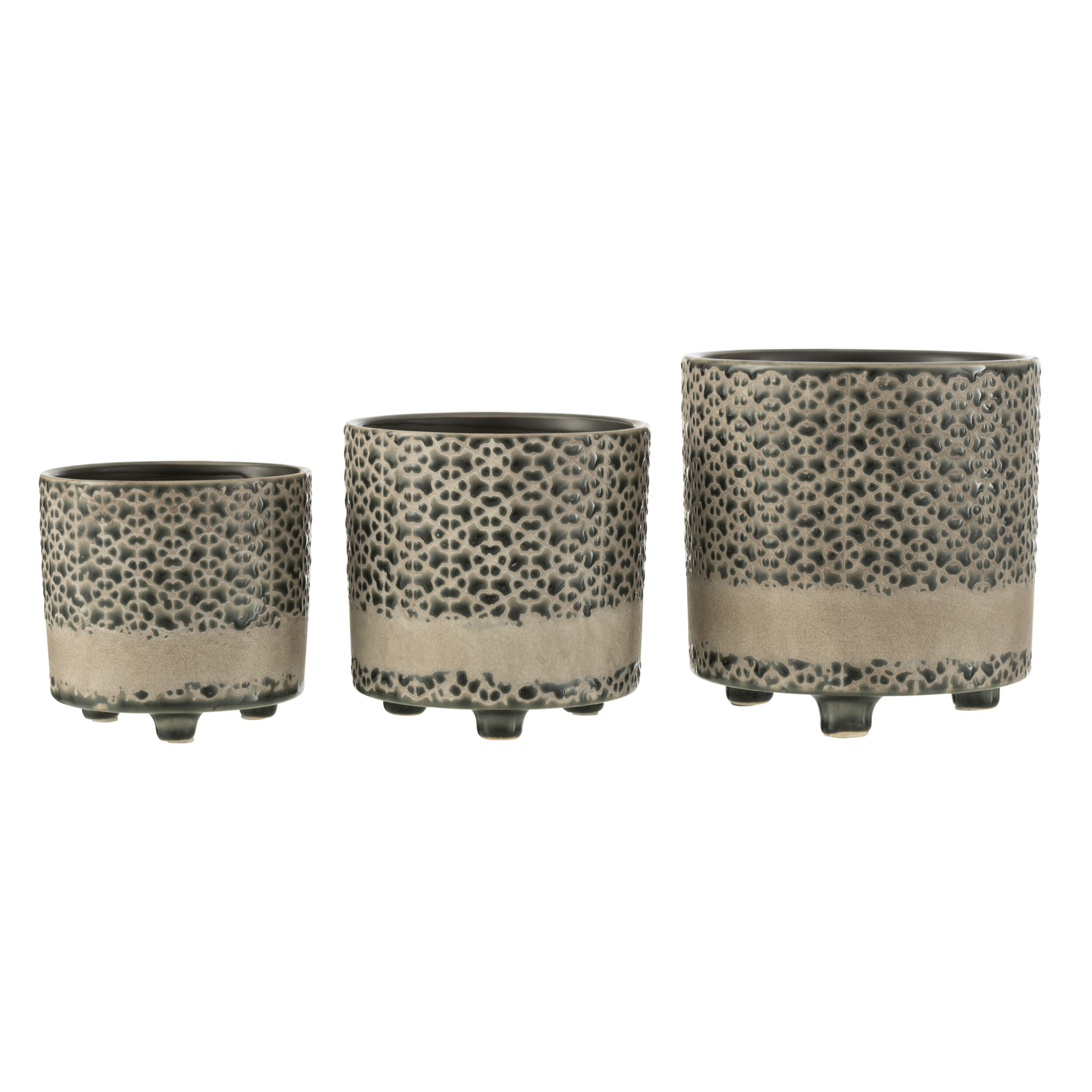 J-Line cache-pot Mosaique - céramique - gris/bleu - large - Ø 16.50 cm