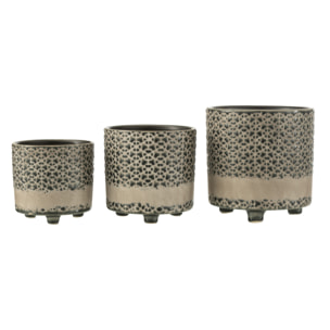 J-Line cache-pot Mosaique - céramique - gris/bleu - large - Ø 16.50 cm