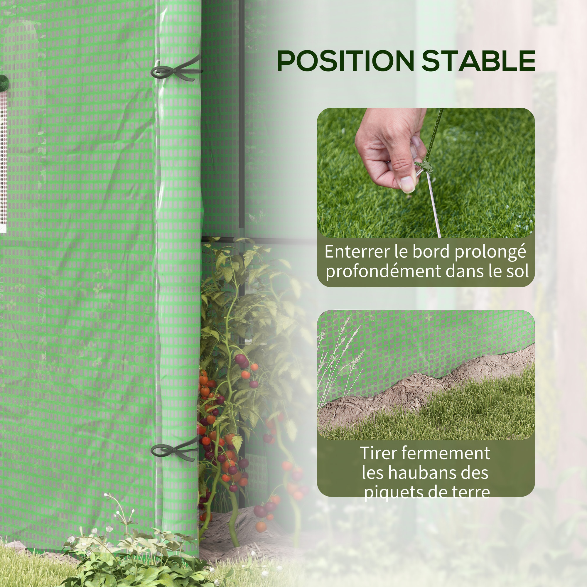 Serre de jardin adossée serre adossée dim. 2L x 0,8l x 2H m 2 portes zippées fenêtre acier PE haute densité vert