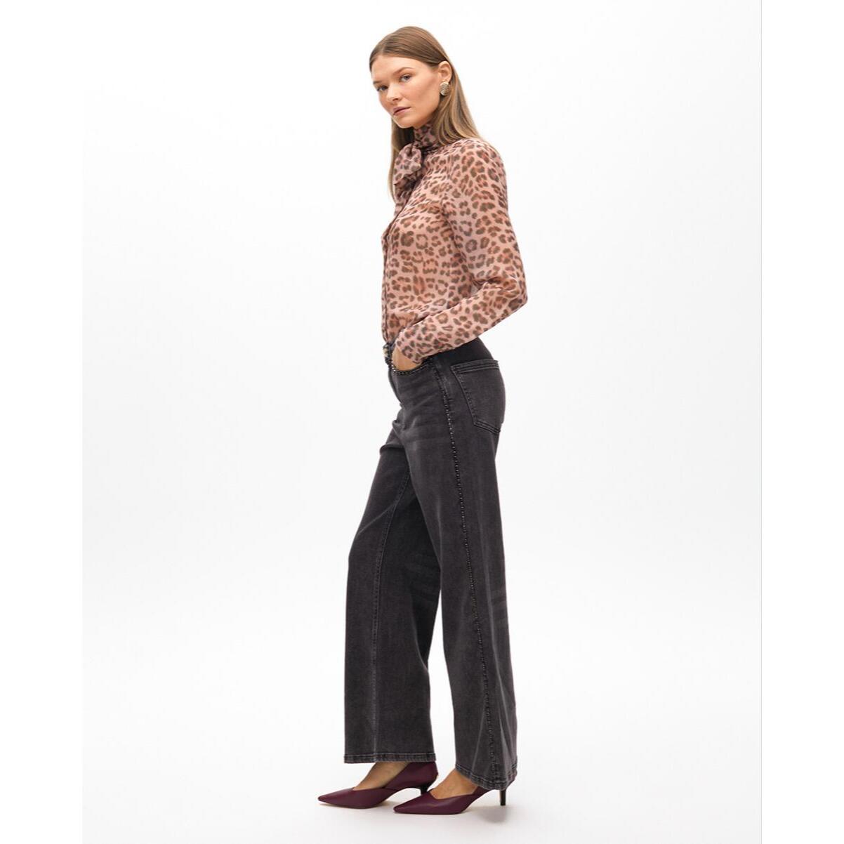 Pantaloni Larghi con Borchie