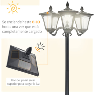 Conjunto de 2 Farolas Solares de Exterior Luces Solares de Pie con 3 Luces LED Impermeable IP44 para Camino Terraza Patio 51,5x47x182,5 cm Negro
