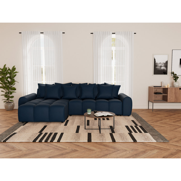 Adelaide - canapé d'angle réversible 4 places en tissu texturé - Bleu