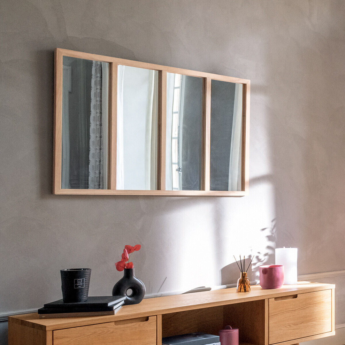 Miroir d'atelier "Nae" bois 116x76cm