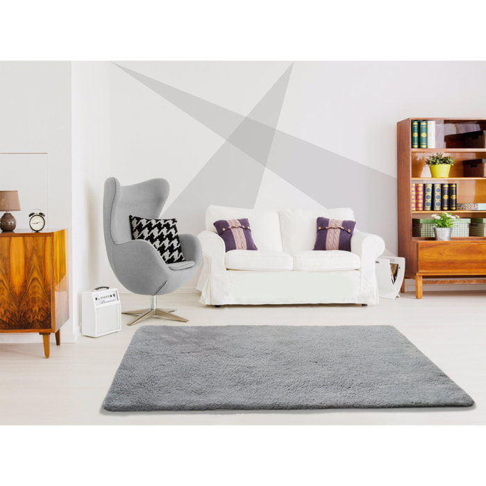 ALPACA Alfombra shaggy lisa en color plata, varias medidas disponibles
