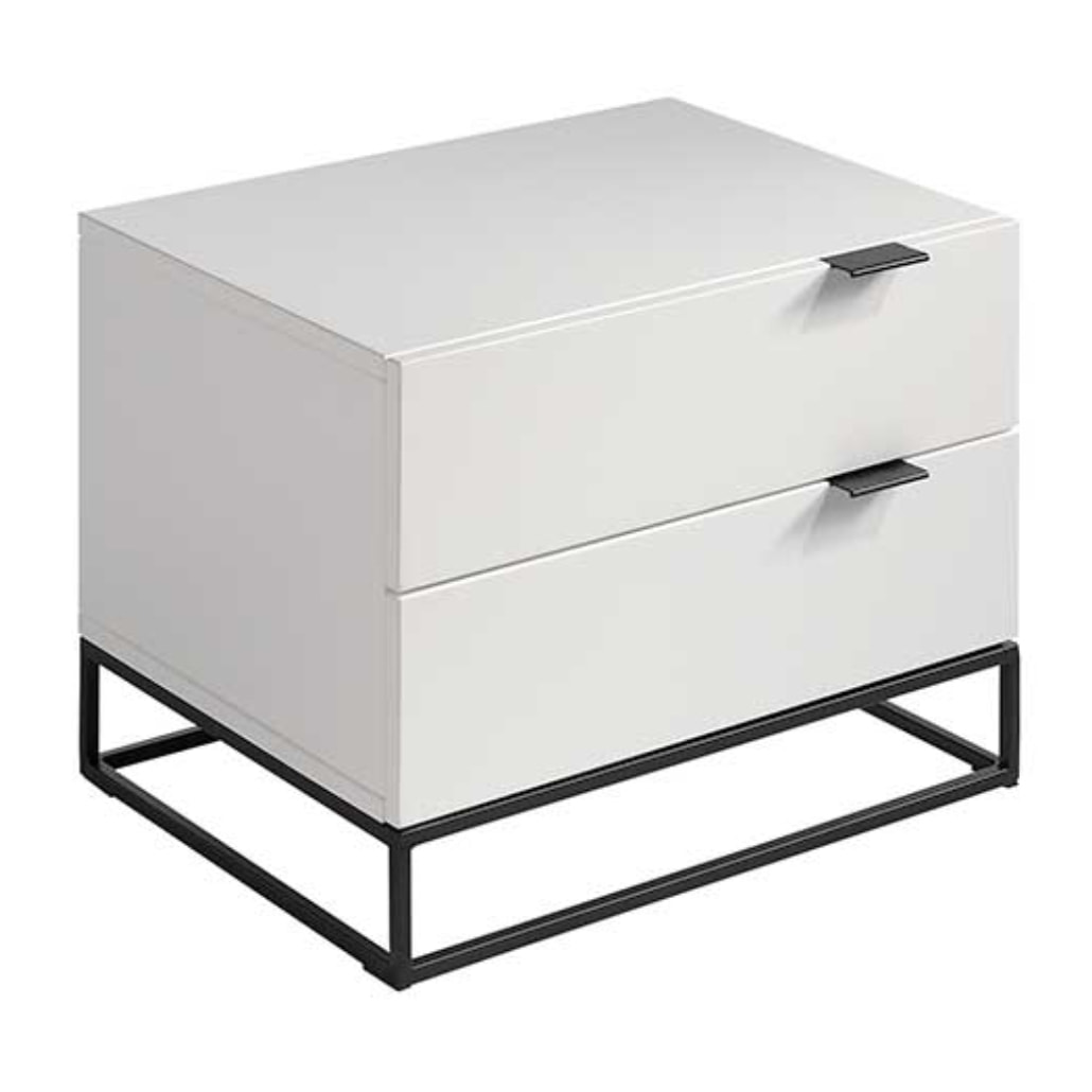 Mesita de noche – Blanco brillo y negro mate