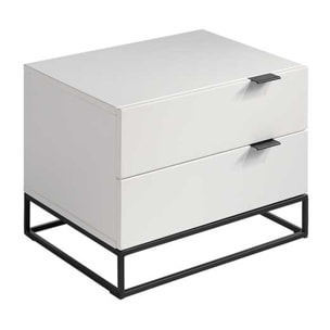 Mesita de noche – Blanco brillo y negro mate