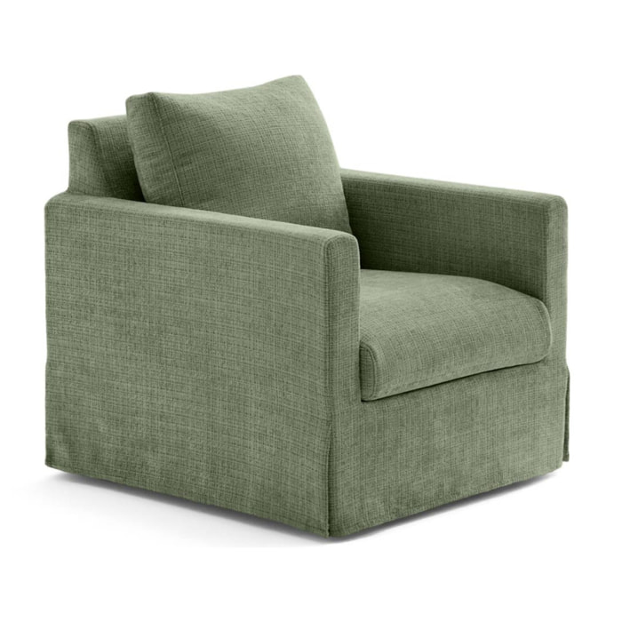 Serena - fauteuil déhoussable en velours texturé - Vert sauge