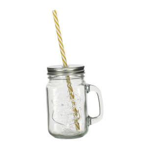 Mug en verre avec paille réutilisable 450ml