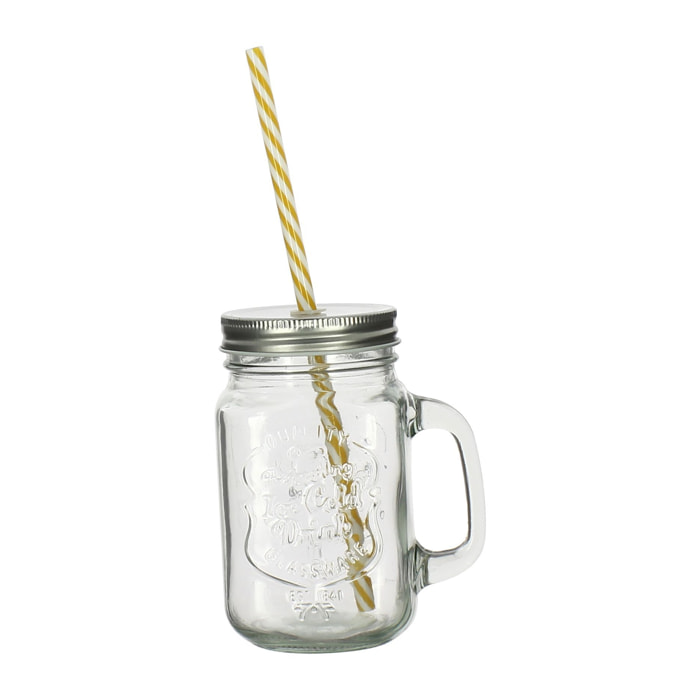 Mug en verre avec paille réutilisable 450ml