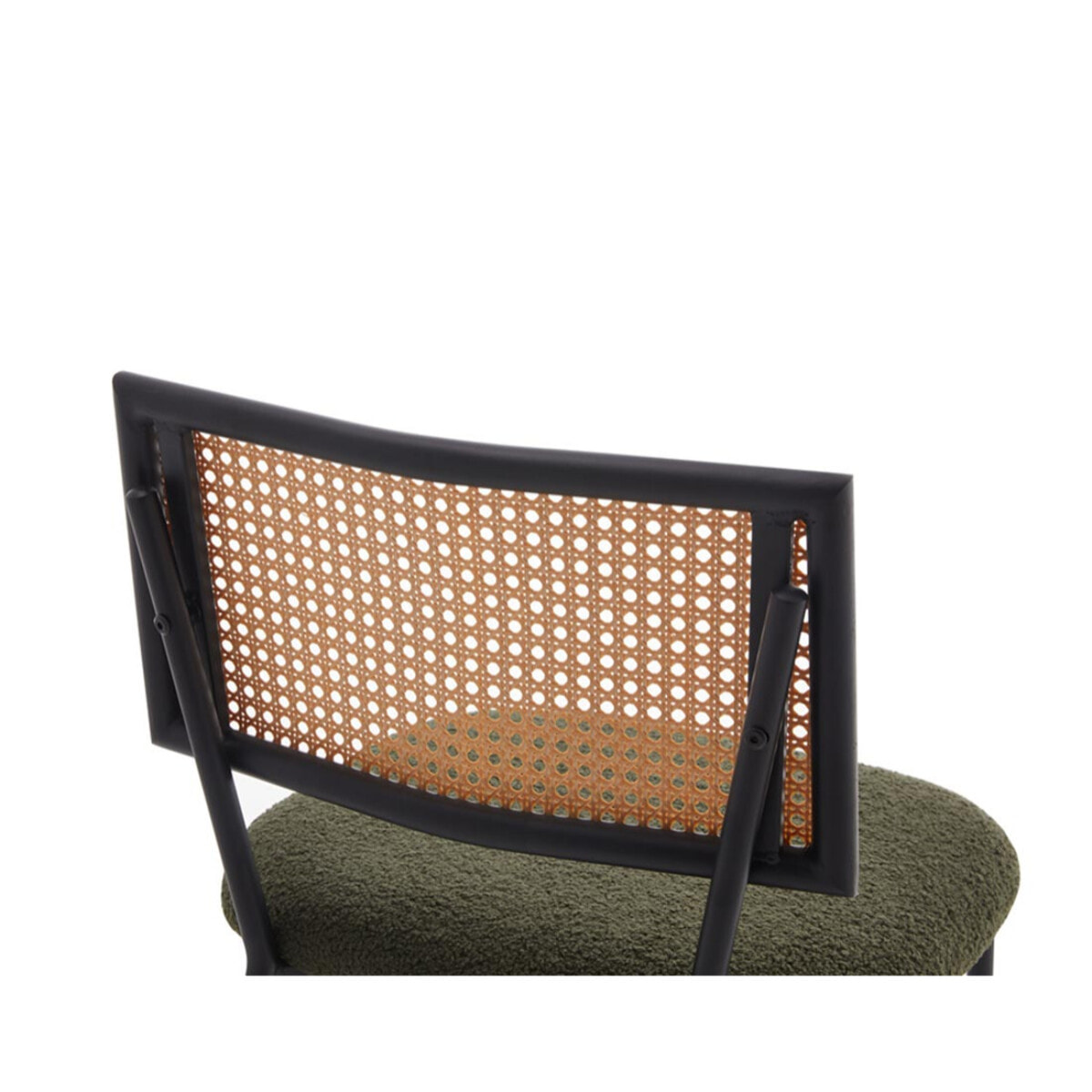 Luciano - lot de 2 chaises cannage - en tissu bouclette - Vert Kaki