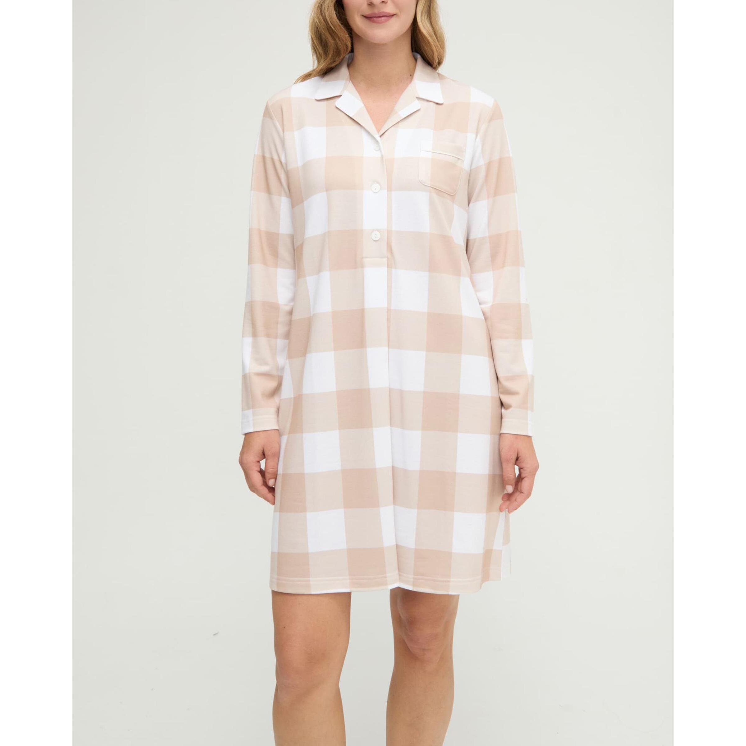Camisón mujer de cuadros con botones