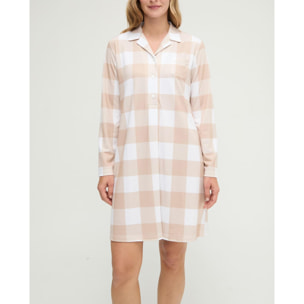 Camisón mujer de cuadros con botones