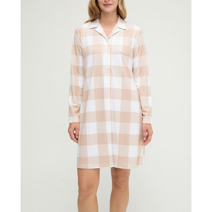 Camisón mujer de cuadros con botones