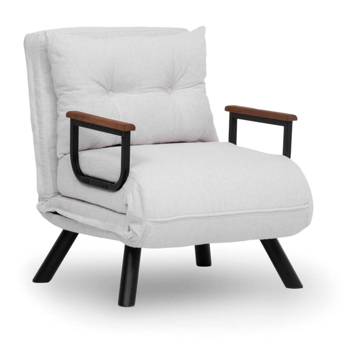 Poltrona Keoni, Seduta imbottita, Divano singolo da salotto, Sedia con braccioli, 60x78 h78 cm, Bianco