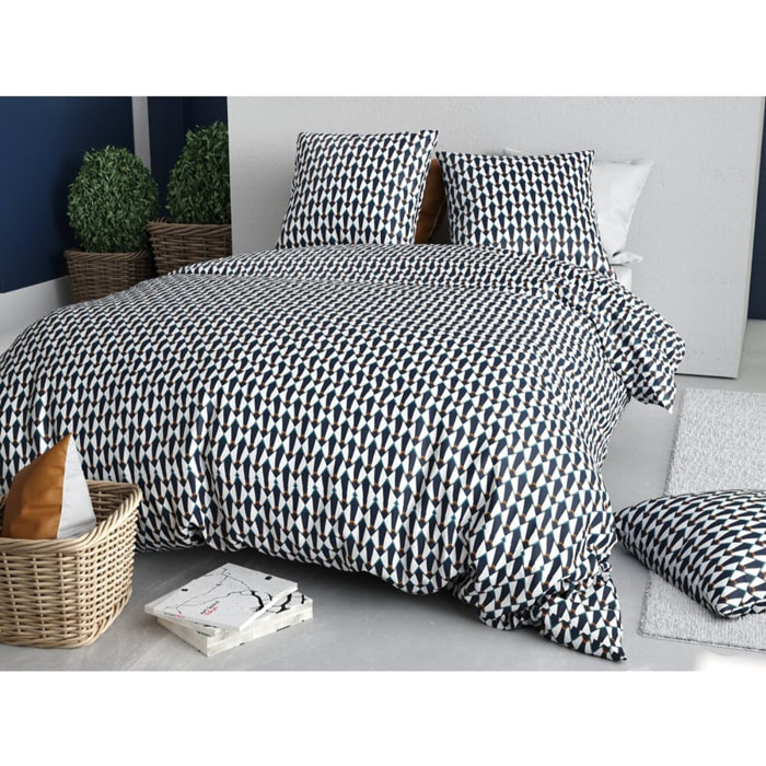 Parure housse de couette coton Géo
