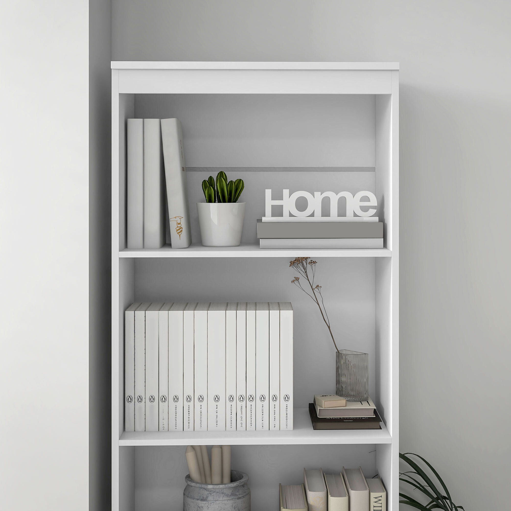 Bibliothèque 3 étagères 3 tiroirs - dim. 60L x 35l x 180H cm - panneaux aspect bois blanc
