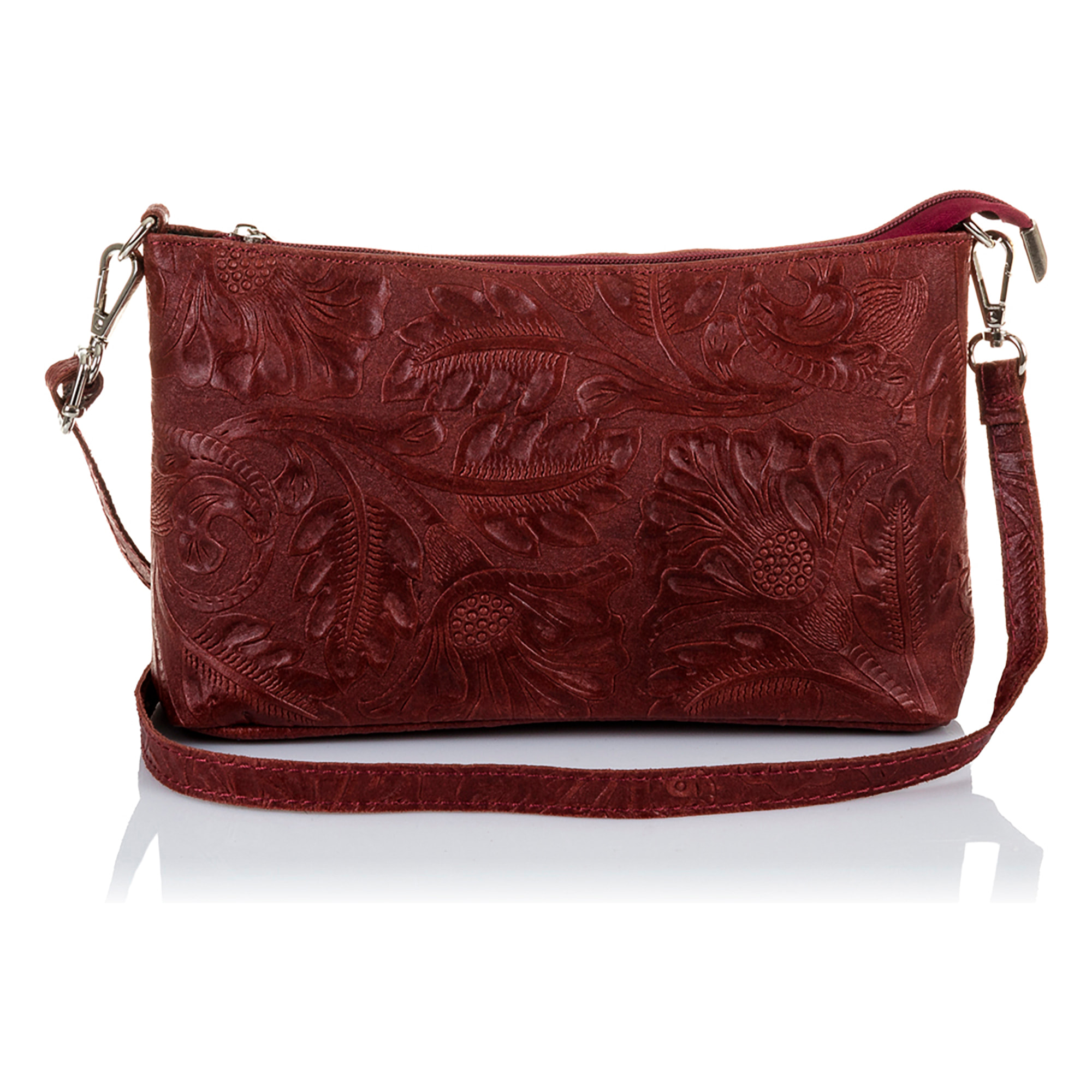 Martia Borsa a tracolla Donna.Pelle autentica Scamosciata Incisione Arabesca