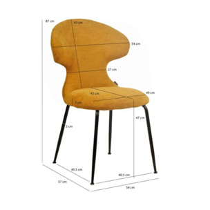 Chaise en tissu doux avec piètement en métal noir - SILVIO