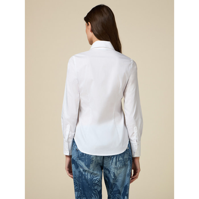 Oltre - Shirt with pearl embroidery - Blanco