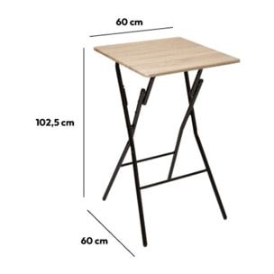 Table de bar pliante 2 places effet bois