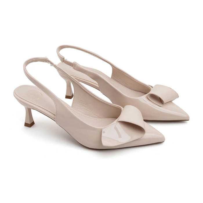 Slingback patent con dettaglio - BEIGE