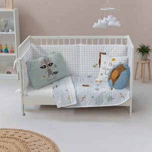 Colcha Bouti Estampada - Reversible - Infantil - 100% Algodón - Cuna - Aventura Bosque