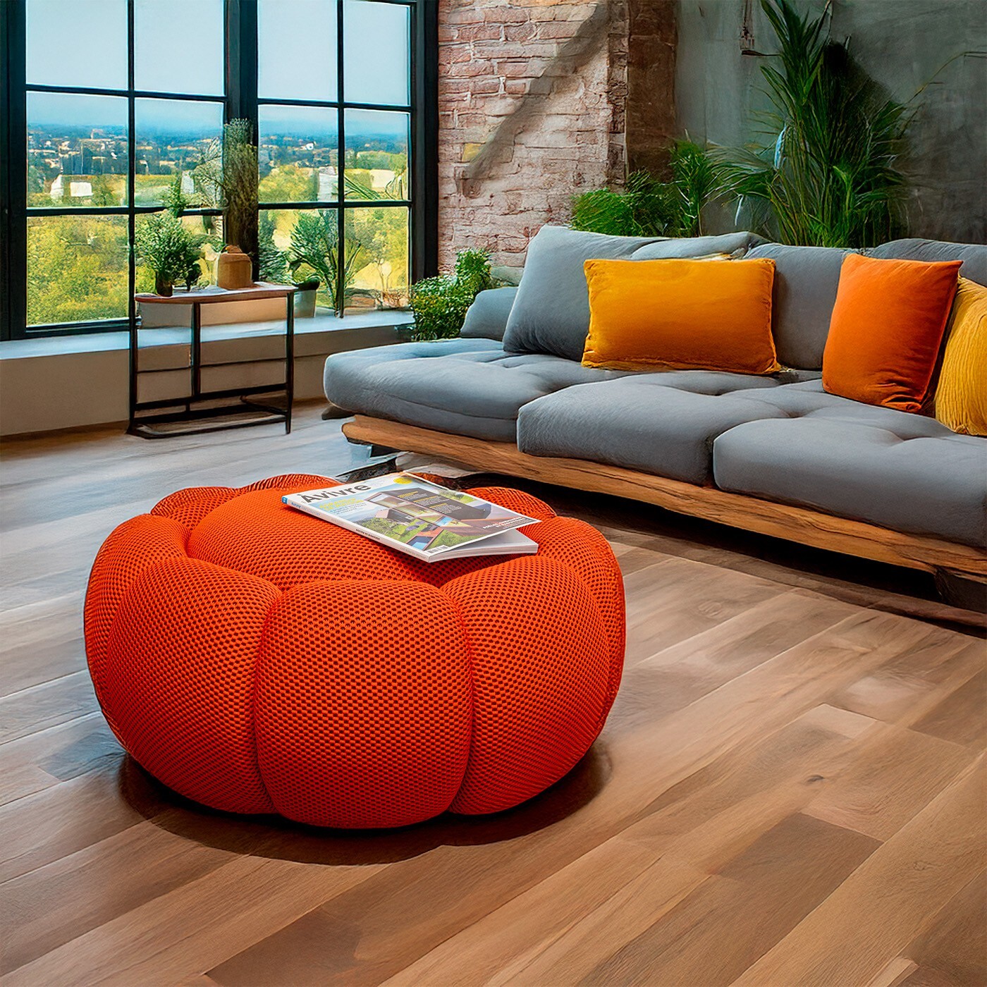 Pouf Peppo Bloom orange Kare Design