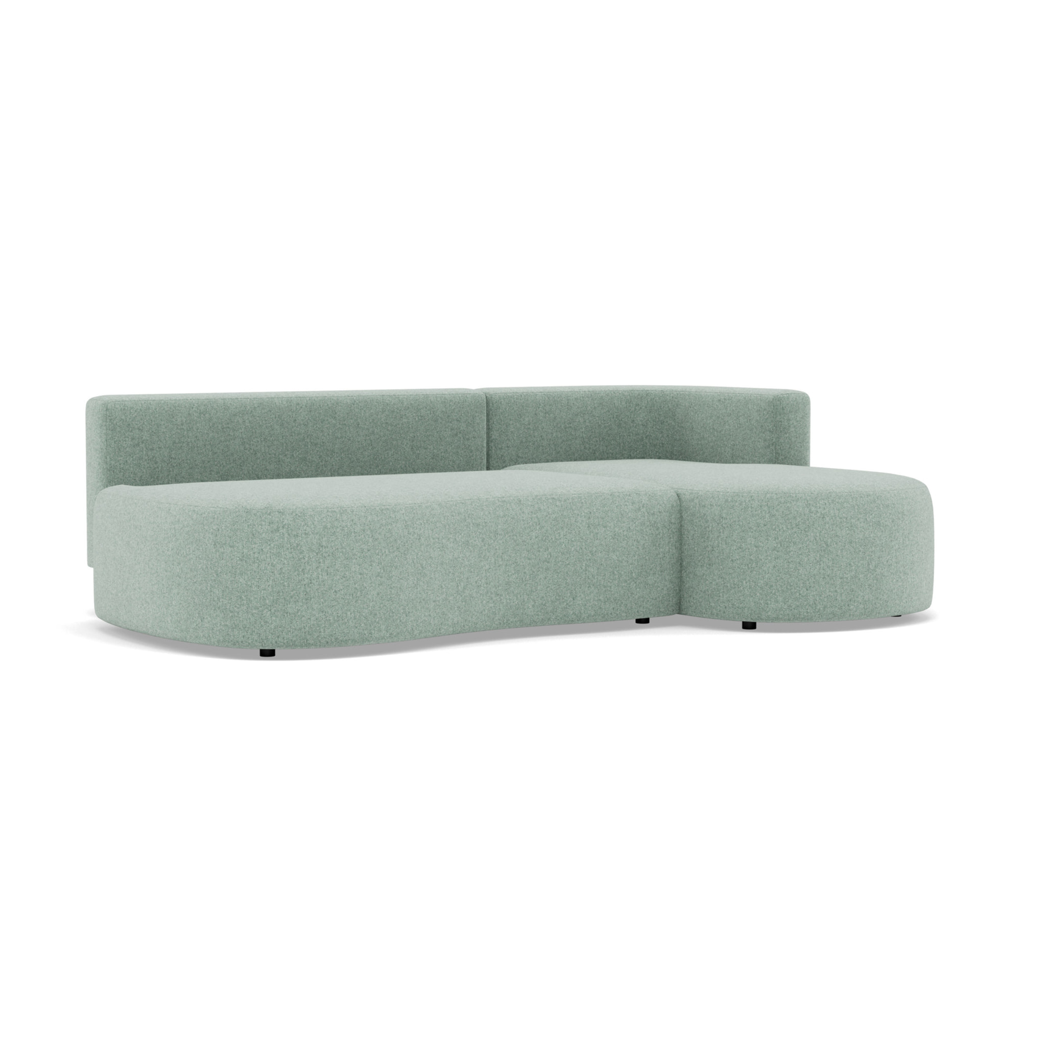 Mahina - canapé d'angle droit 4 places convertible avec coffre en tissu texturé - Bleu