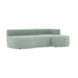 Mahina - canapé d'angle droit 4 places convertible avec coffre en tissu texturé - Bleu