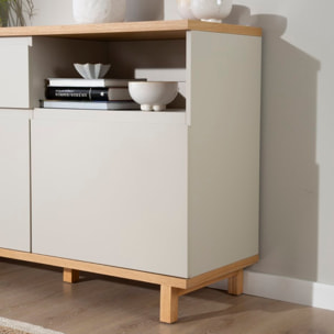 Buffet Ellinor -tableau en chêne et panneau mdf-couleur chêne/beige 170 x 80 x 40 cm