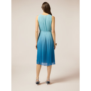 Oltre - Vestido midi plisado degradado - Light - blue