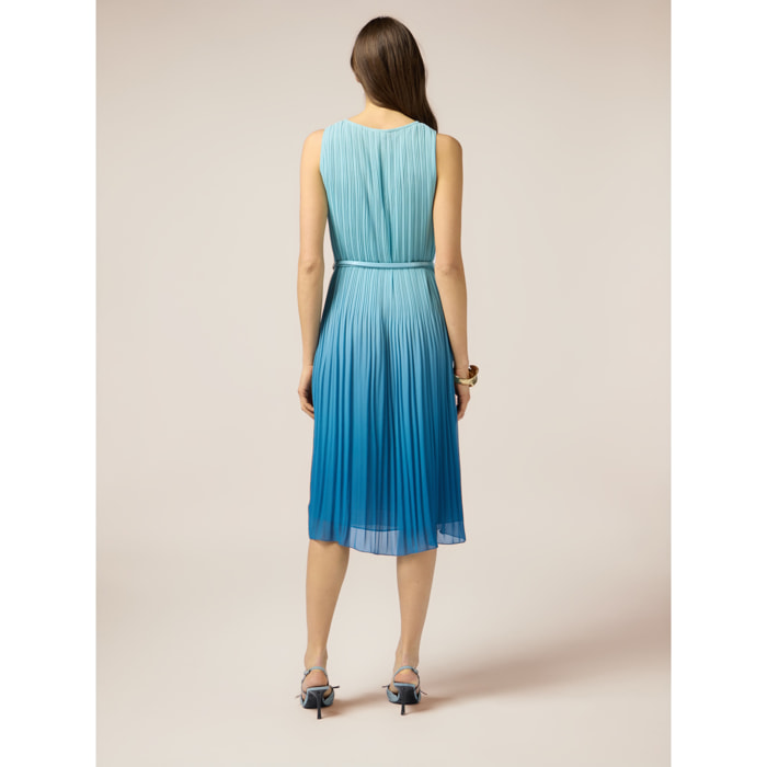 Oltre - Vestido midi plisado degradado - Light - blue