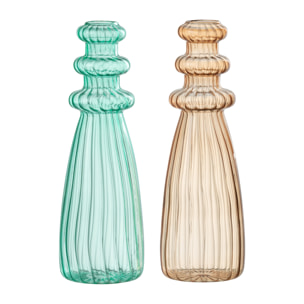 J-Line vase Lagen - verre - aqua/beige - 2 pièces - 21 cm de hauteur