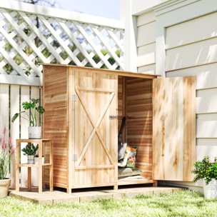 Armoire de jardin bois 2 portes 2 étagères toit bitumé 140 x 75 x 157 cm