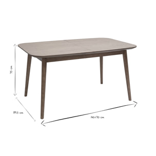 Table extensible rallonges intégrées rectangulaire en bois foncé noyer L140-170 cm ANK