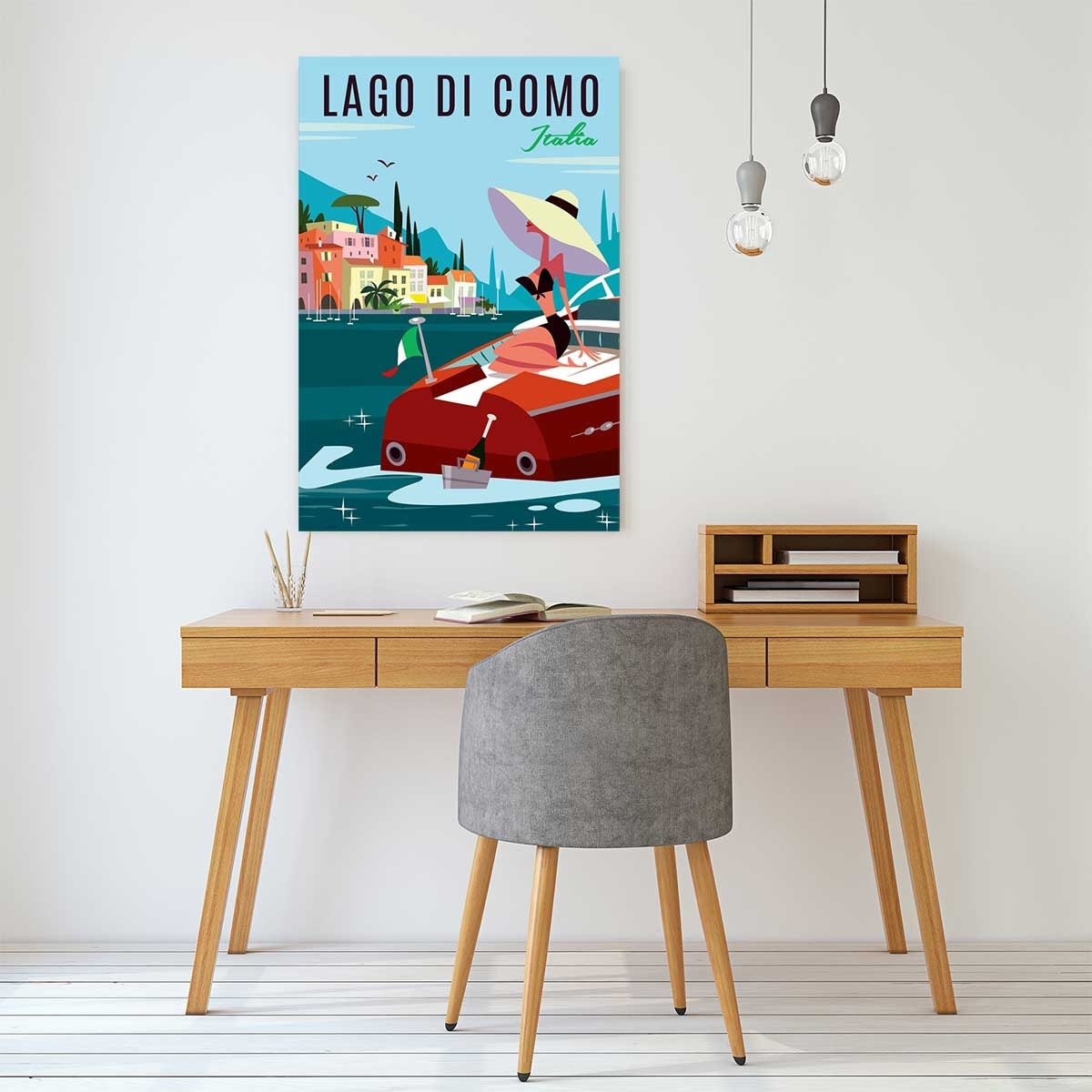 Tableau retro lac de côme Tableau alu Dibond