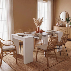 Mesa consola extensible en blanco artik y gris cemento 50-235x90 cm Denis Blanco Artik (Blanco Mate) - Gris Cemento