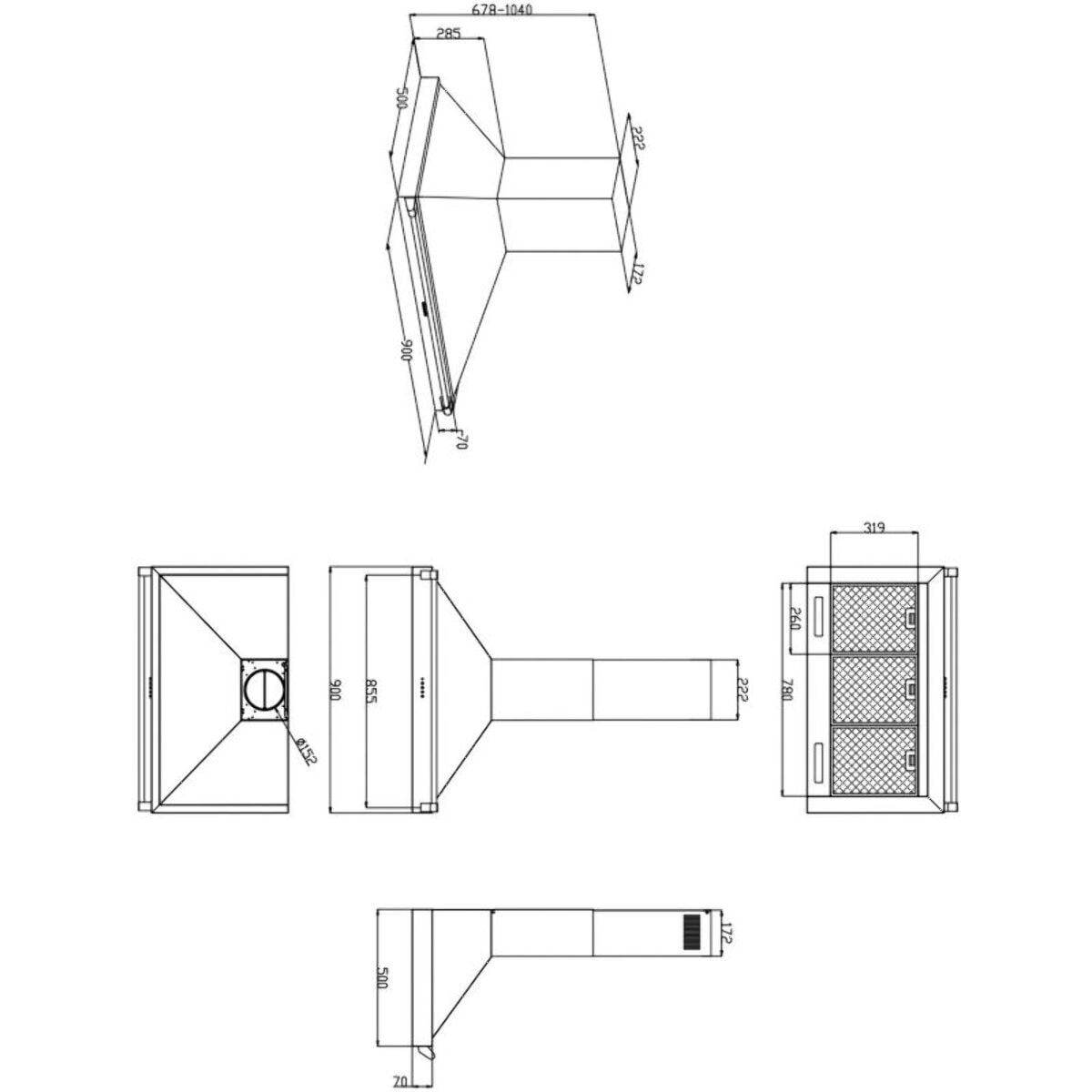 Hotte décorative murale STOVES HOTPYR90NOIR