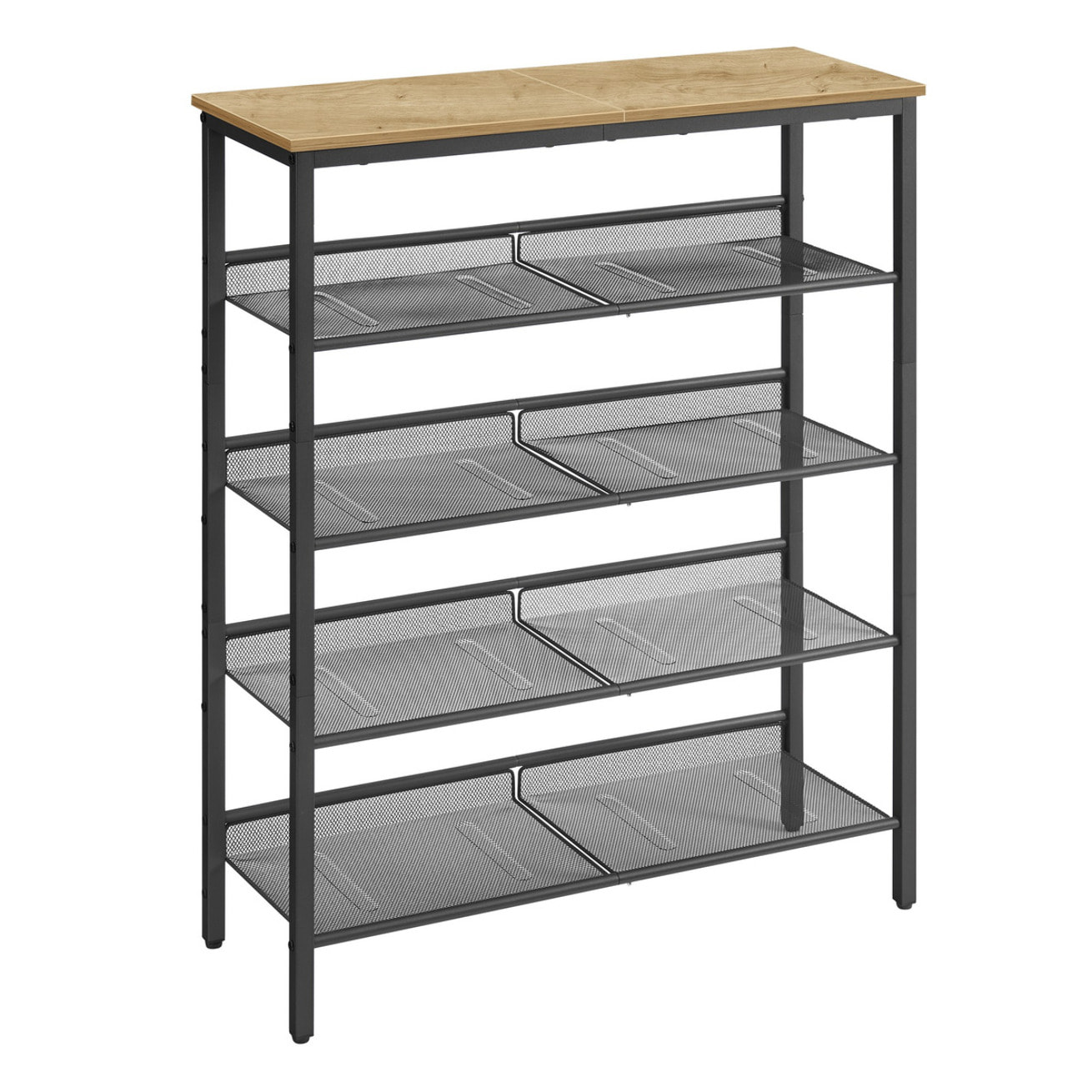 Scarpiera moderna Oskar in rovere e metallo nero