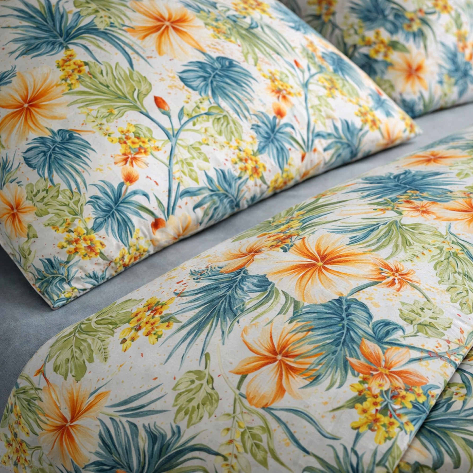 SARTORIALE Completo letto in Percalle Garden_Matrimoniale_Azzurro