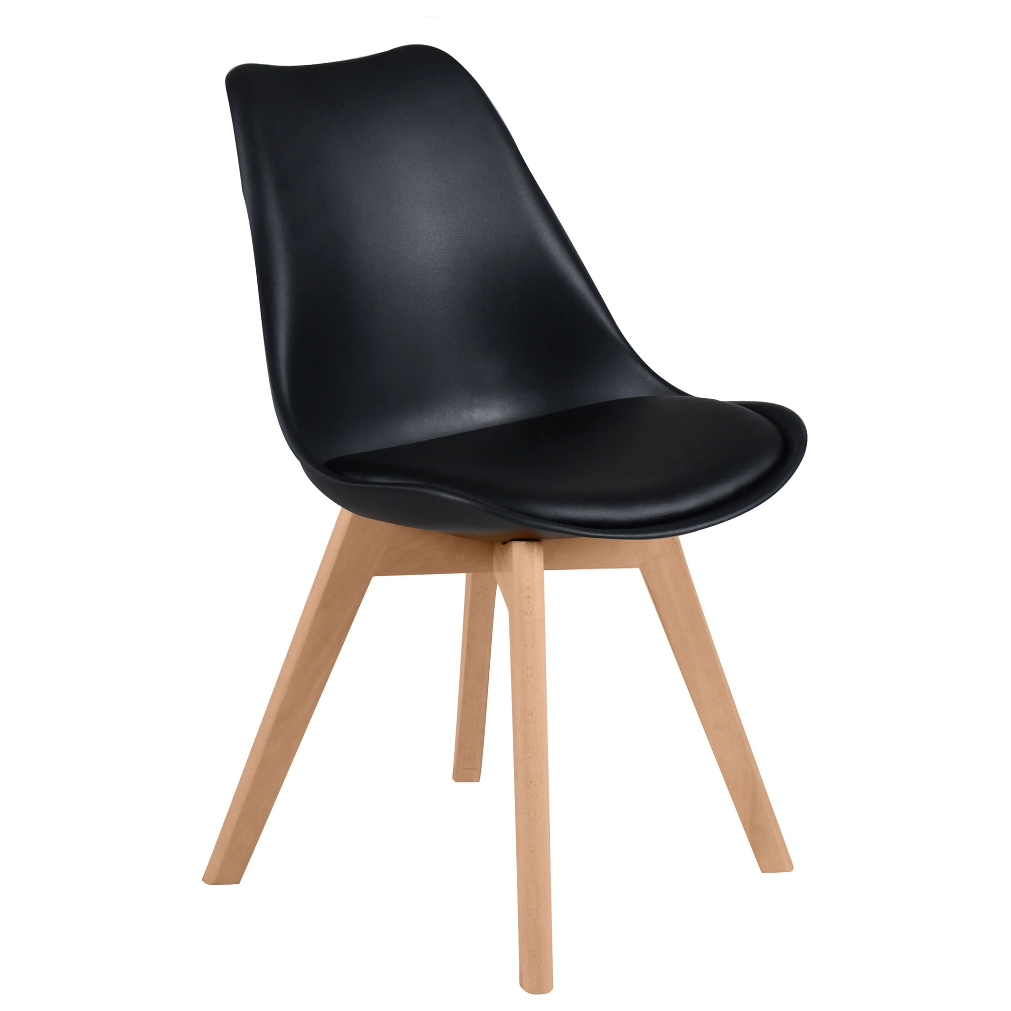Lot de 2 chaises noires et pieds bois - Skandi