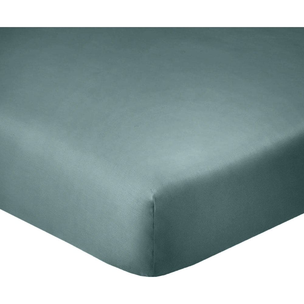 Drap Housse 100% Coton 180x200cm Bonnet 35cm 100% Coton 57fils Bleu Canard