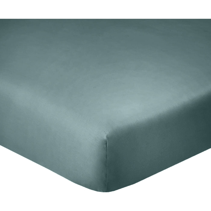Drap Housse 100% Coton 180x200cm Bonnet 35cm 100% Coton 57fils Bleu Canard
