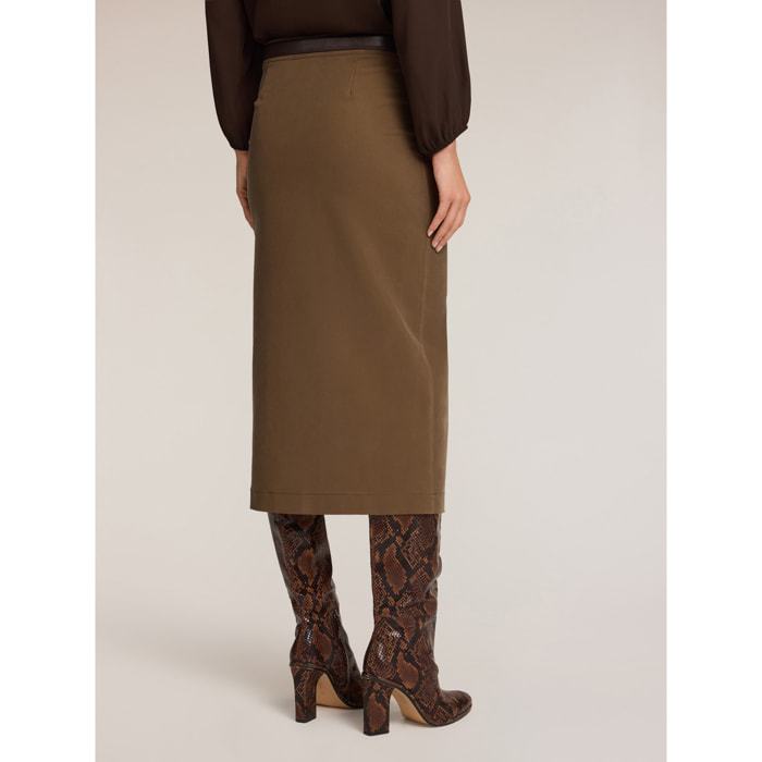 Motivi - Falda tubo con abertura frontal - Marrón