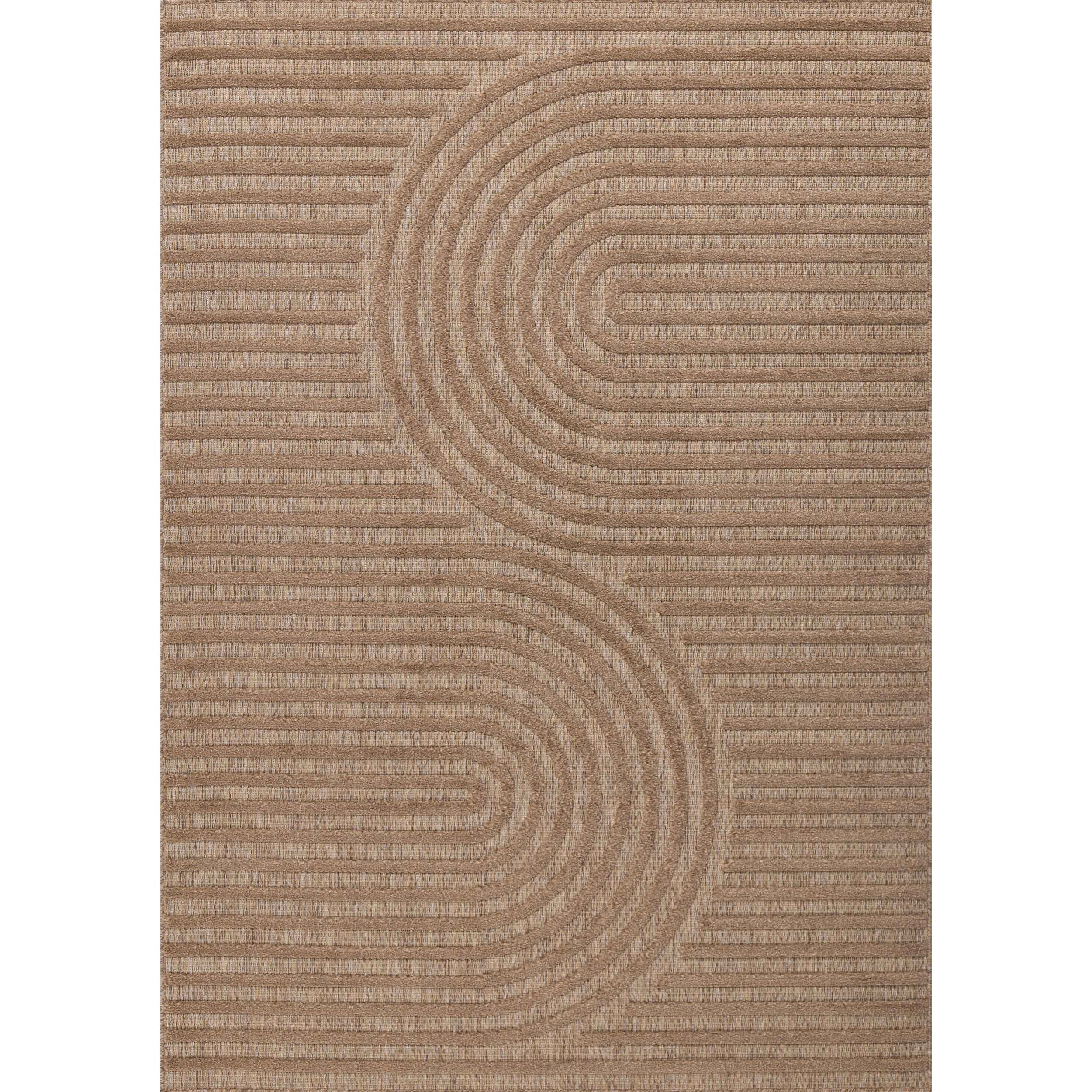 SANTORINI - Tapis d'intérieur/extérieur à motifs en relief géométrique - Beige