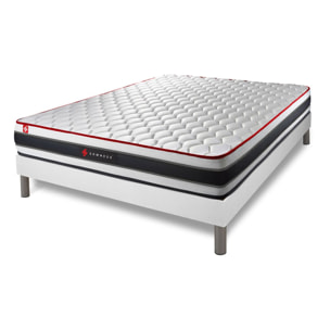 Ensemble Matelas Sommier 140x190 cm - Sommier Blanc (déjà monté) - Energy