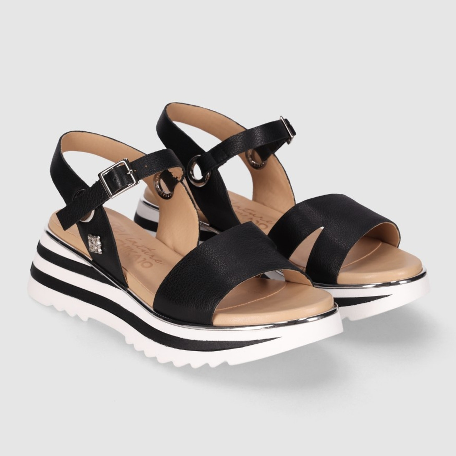 Sandalias de Piel - Negro - Tacón: 5 cm